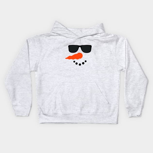 Snowman Face with Sunglasses Kids Hoodie by Acid_rain